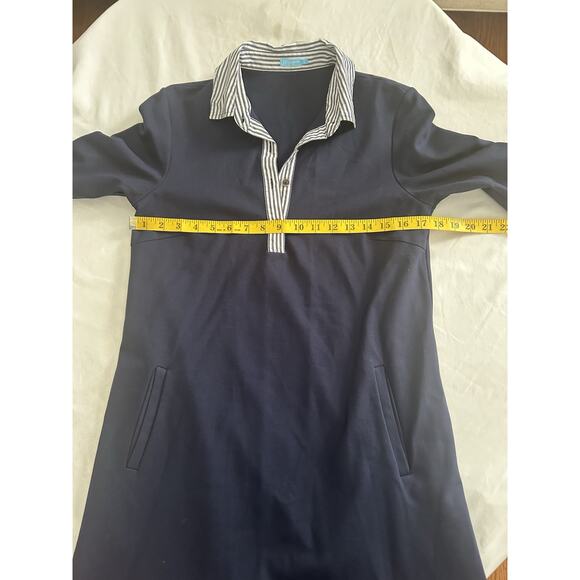 J. McLaughlin Collared Jersey Shift Dress Womens Size Small Blue Career Preppy - Picture 6 of 8
